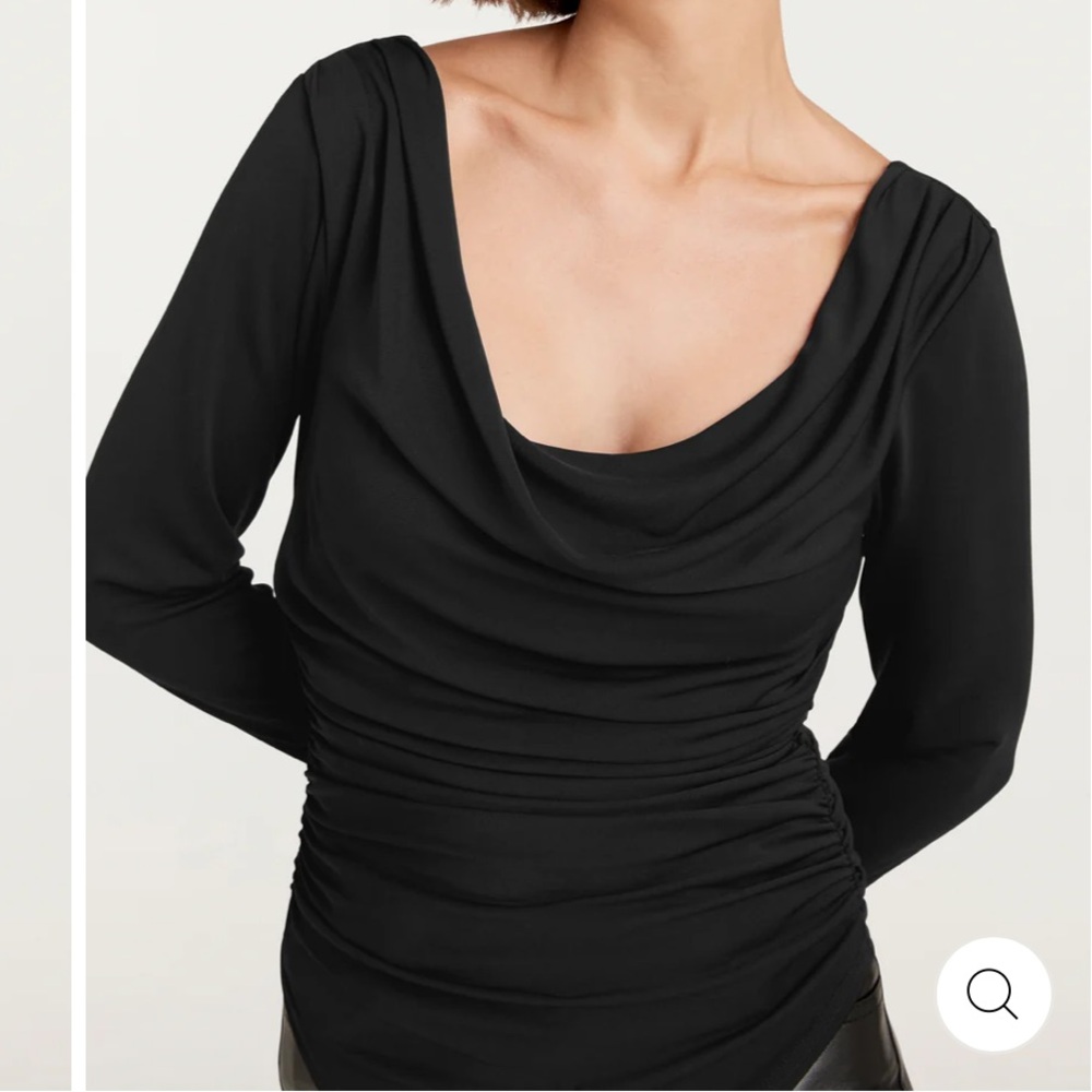 NWT! Cinq à Sept Long Sleeve
Cherise Cowl Neck Black Draped Top - Size XS